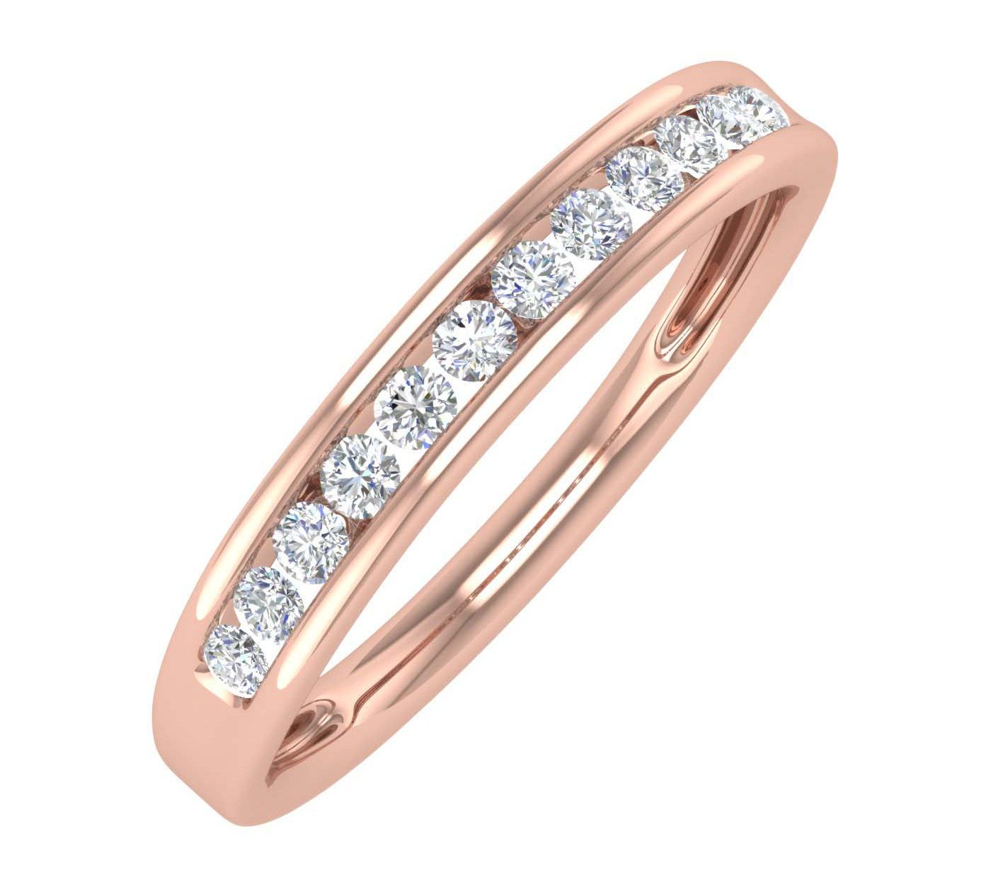 1/4 Carat Channel Set Diamond Wedding Band Ring in Gold - IGI Certified