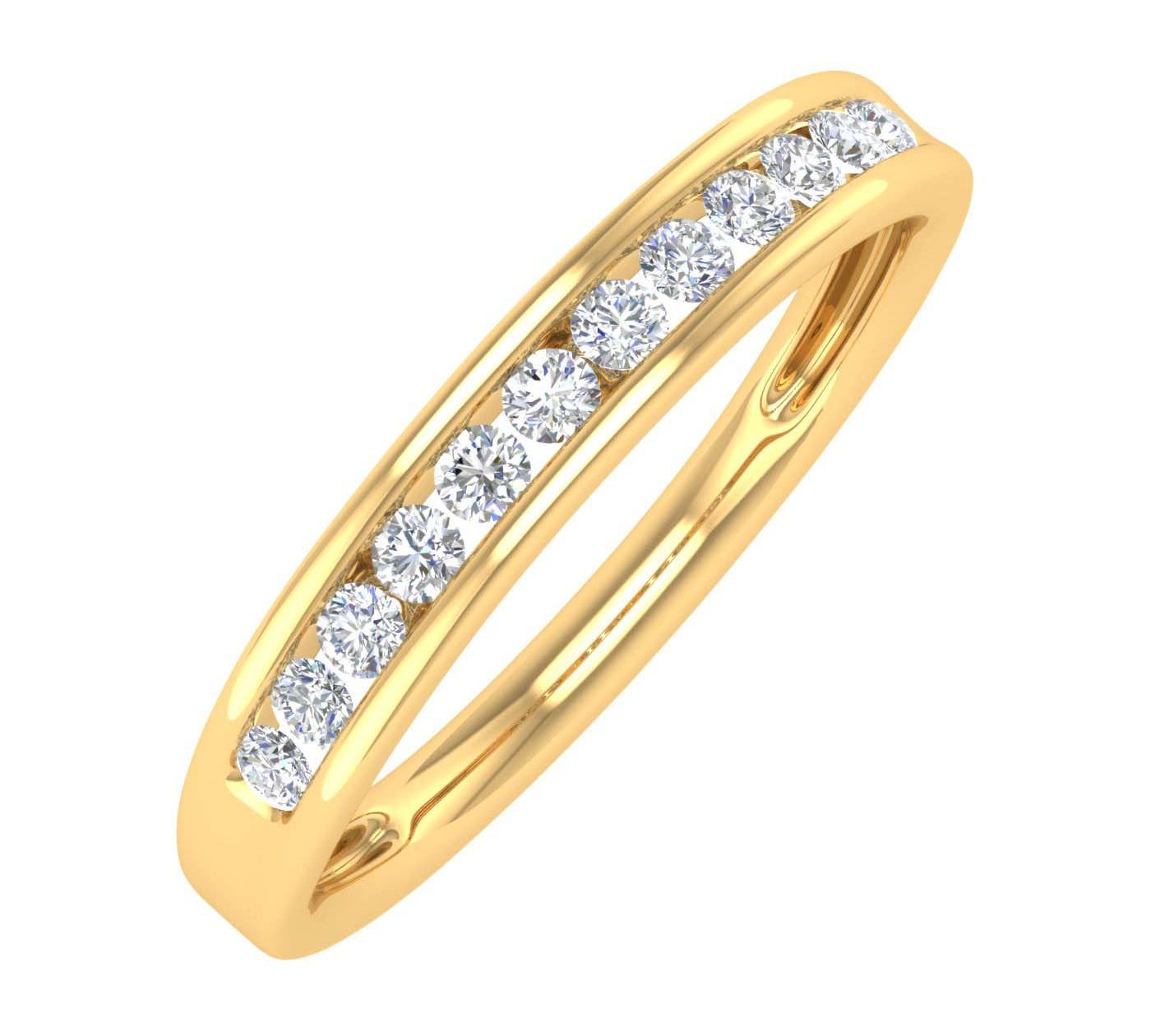 1/4 Carat Channel Set Diamond Wedding Band Ring in Gold - IGI Certified