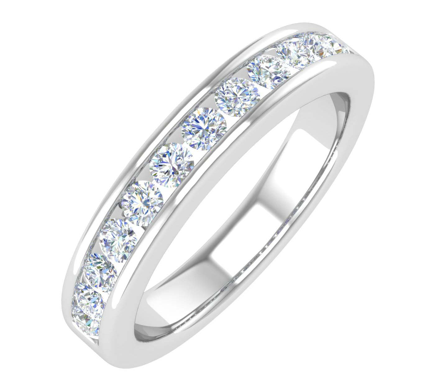 1/2 Carat Channel Set Diamond Wedding Band Ring in White Gold - IGI Certified