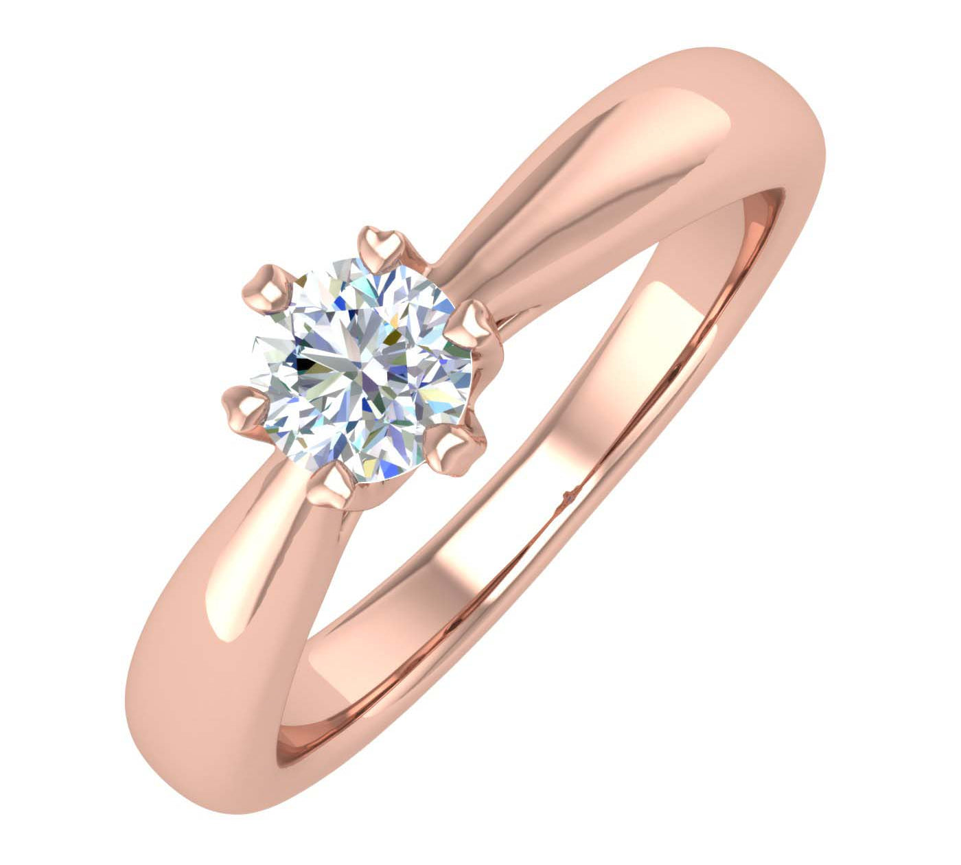 Gold 6-Prong Set Diamond Solitaire Engagement Ring Band (0.27 Carat) - IGI Certified