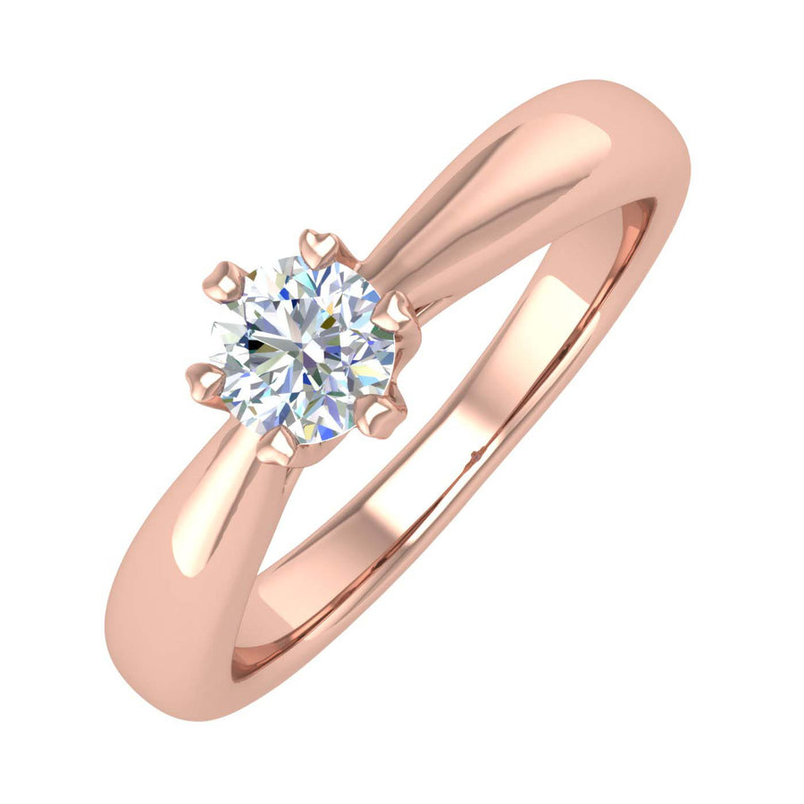 Gold 6-Prong Set Diamond Solitaire Engagement Ring Band (0.27 Carat) - IGI Certified