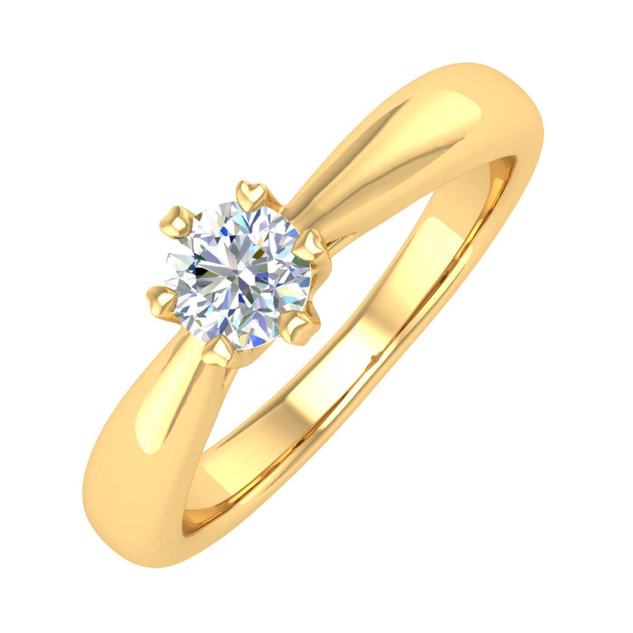 Gold 6-Prong Set Diamond Solitaire Engagement Ring Band (0.27 Carat)
