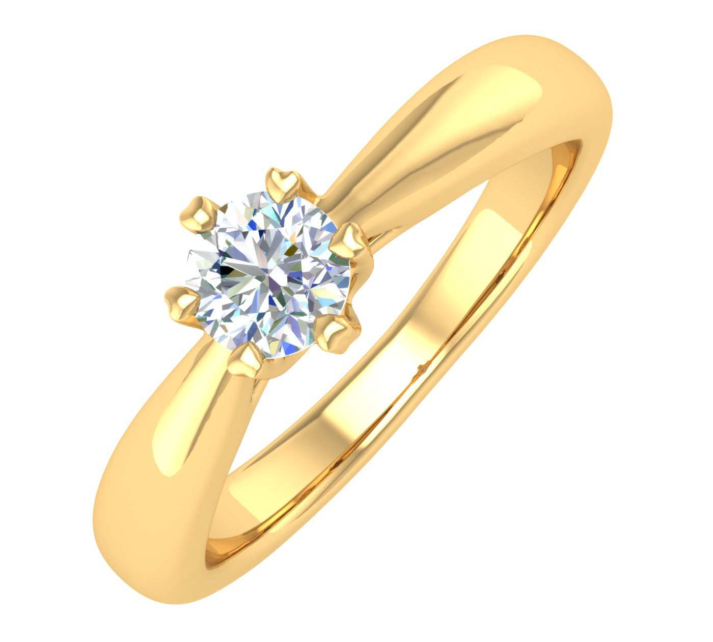 Gold 6-Prong Set Diamond Solitaire Engagement Ring Band (0.27 Carat) - IGI Certified