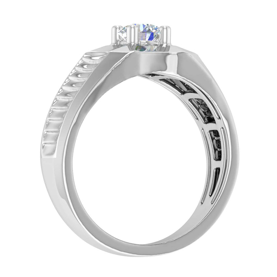 1/2 Carat 4-Prong Set Diamond Solitaire Men's Wedding Band Ring in Gold - IGI Certified