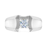 1/2 Carat 4-Prong Set Diamond Solitaire Men's Wedding Band Ring in Gold