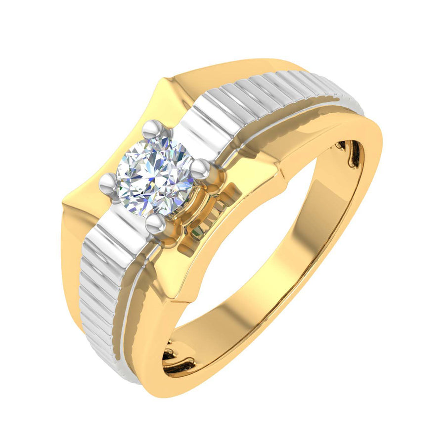 1/2 Carat 4-Prong Set Diamond Solitaire Men's Wedding Band Ring in Gold