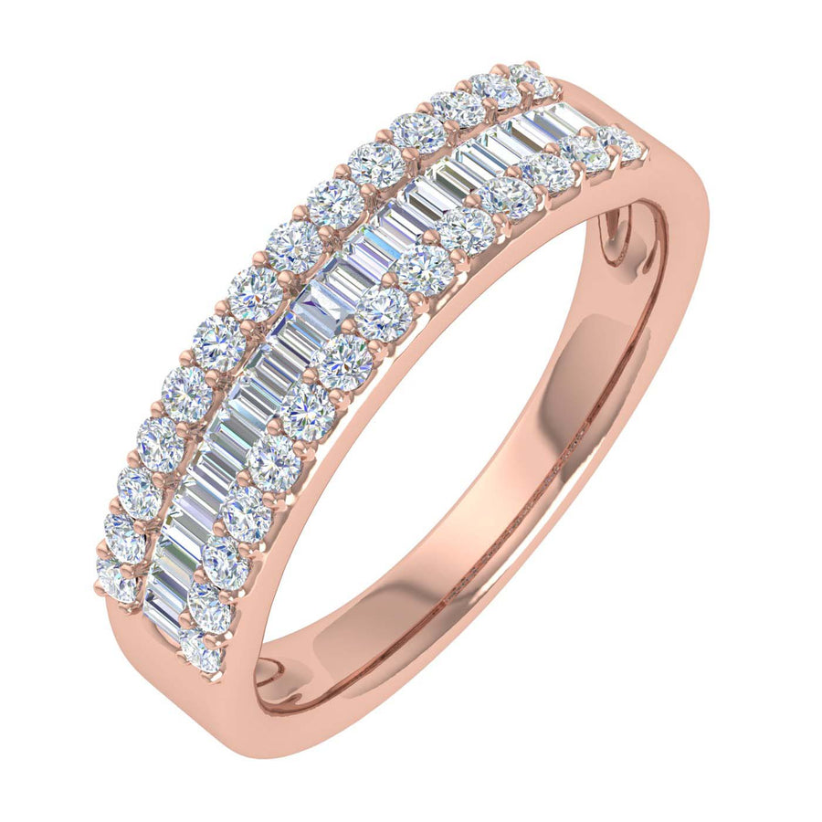 1/2 Carat Baguette and Round Shape Diamond Wedding Band Ring in Gold