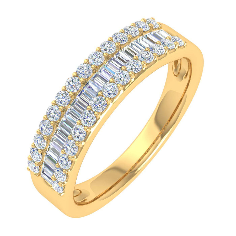 1/2 Carat Baguette and Round Shape Diamond Wedding Band Ring in Gold