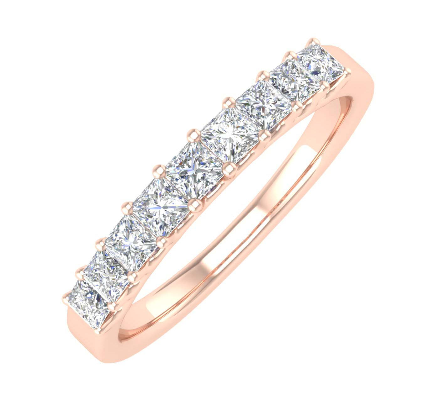 1/2 Carat Princess Cut Diamond Wedding Band Ring in Gold