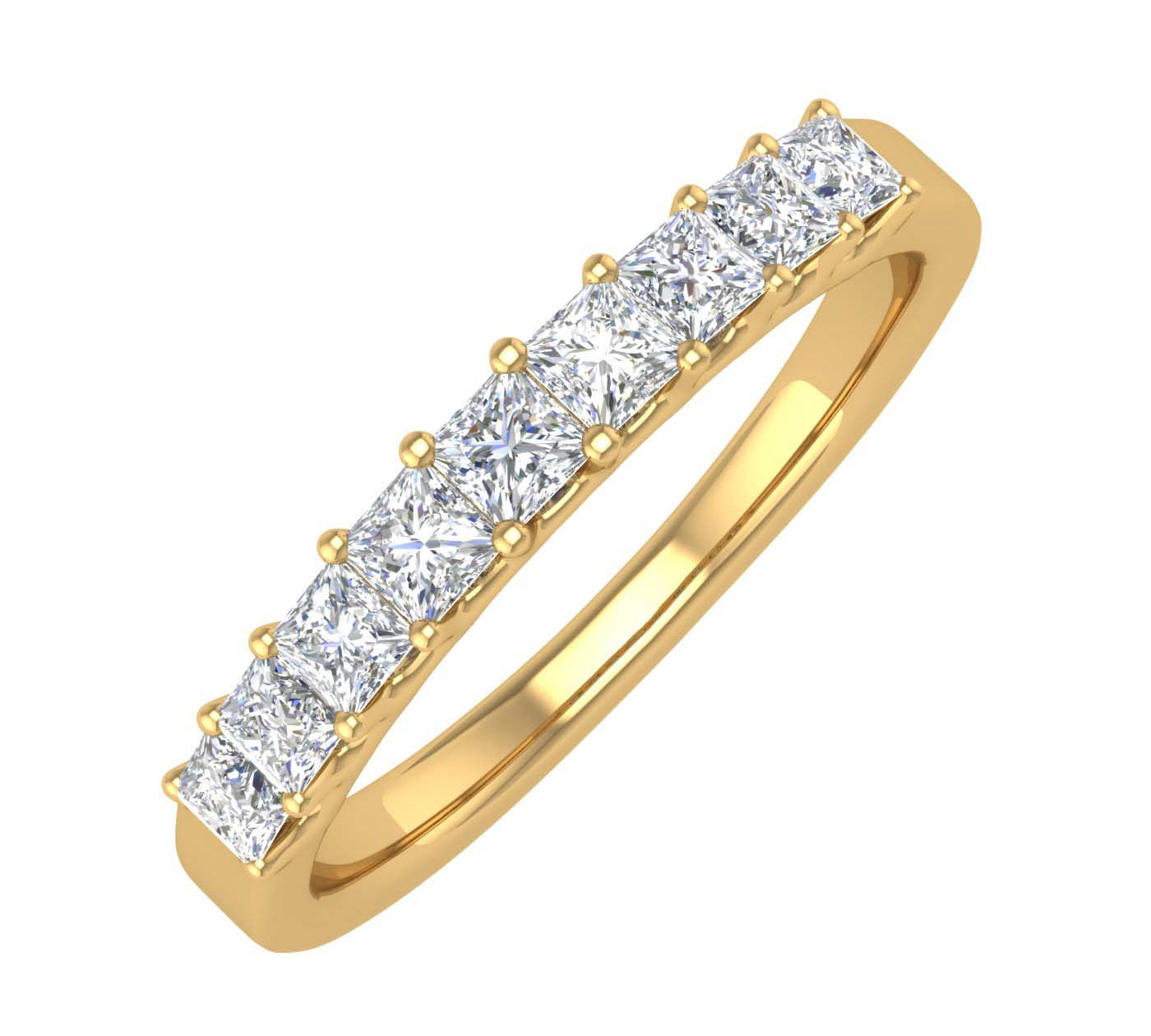 1/2 Carat Princess Cut Diamond Wedding Band Ring in Gold