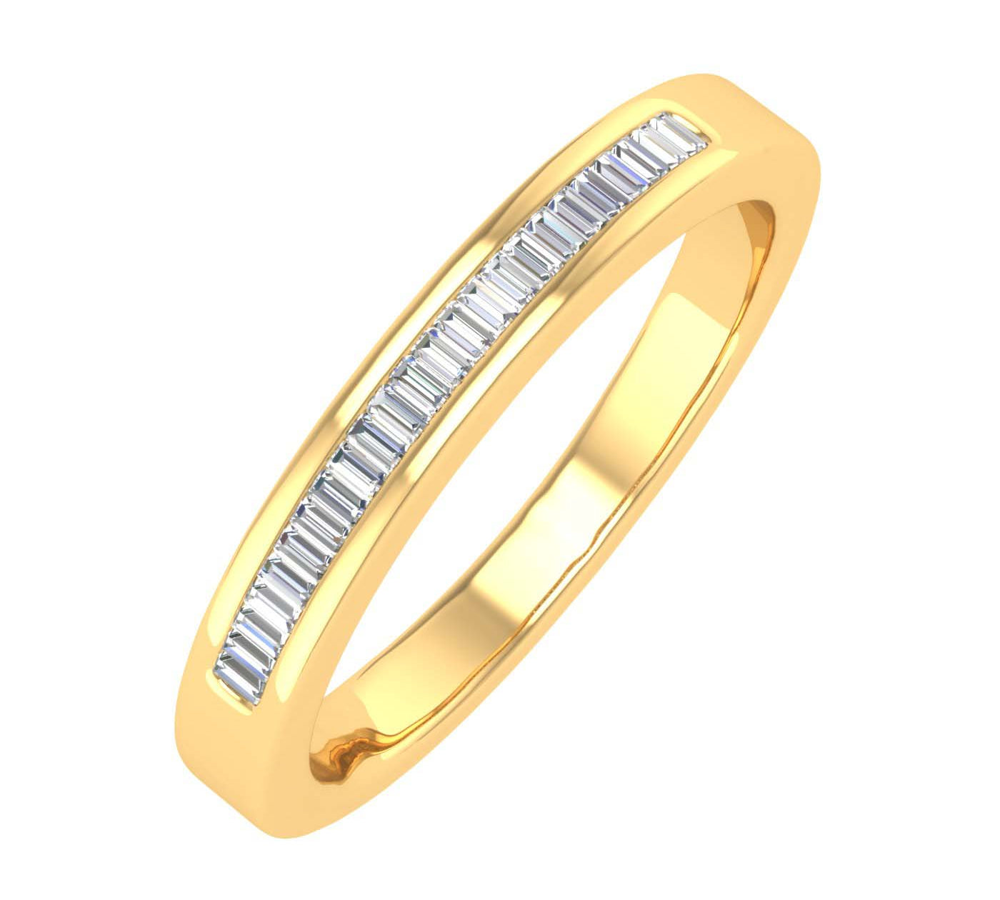 Channel Set Baguette Shape Diamond Wedding Band Ring in Gold (0.16 cttw) - IGI Certified