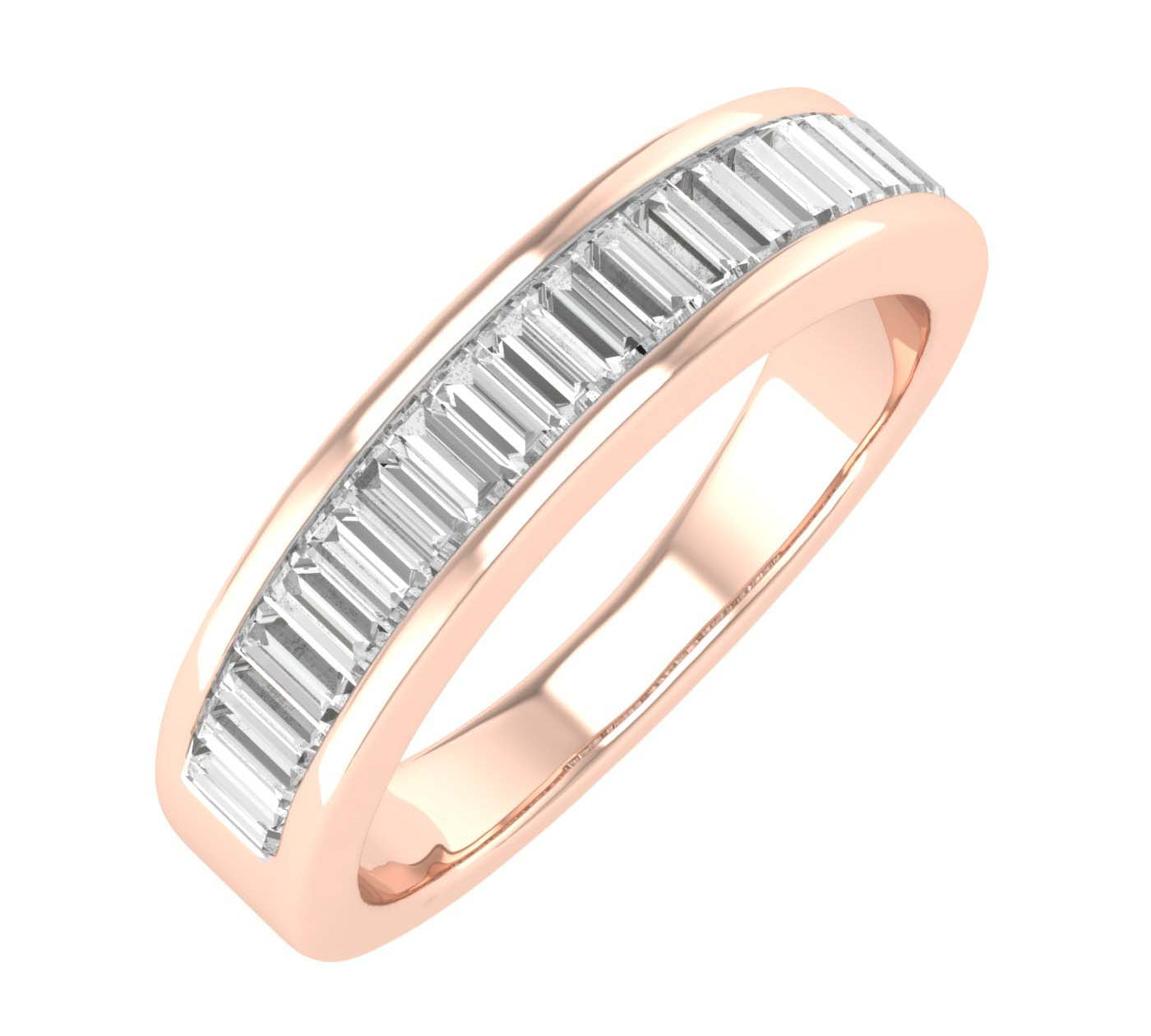 1/2 Carat Channel Set Baguette Shape Diamond Wedding Band Ring in Gold - IGI Certified
