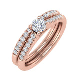 1/2 Carat Round Diamond Bridal Ring Set in Gold - IGI Certified