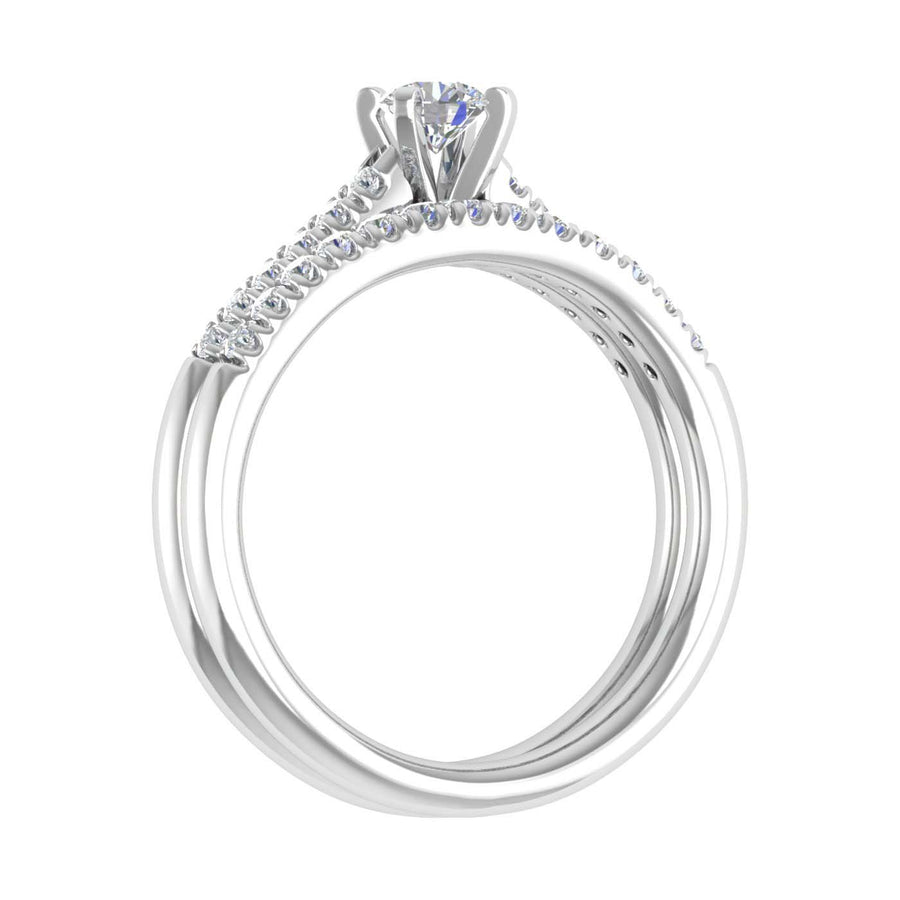 1/2 Carat Round Diamond Bridal Ring Set in Gold - IGI Certified