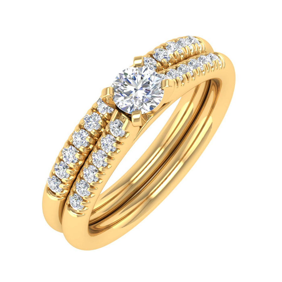 1/2 Carat Round Diamond Bridal Ring Set in Gold
