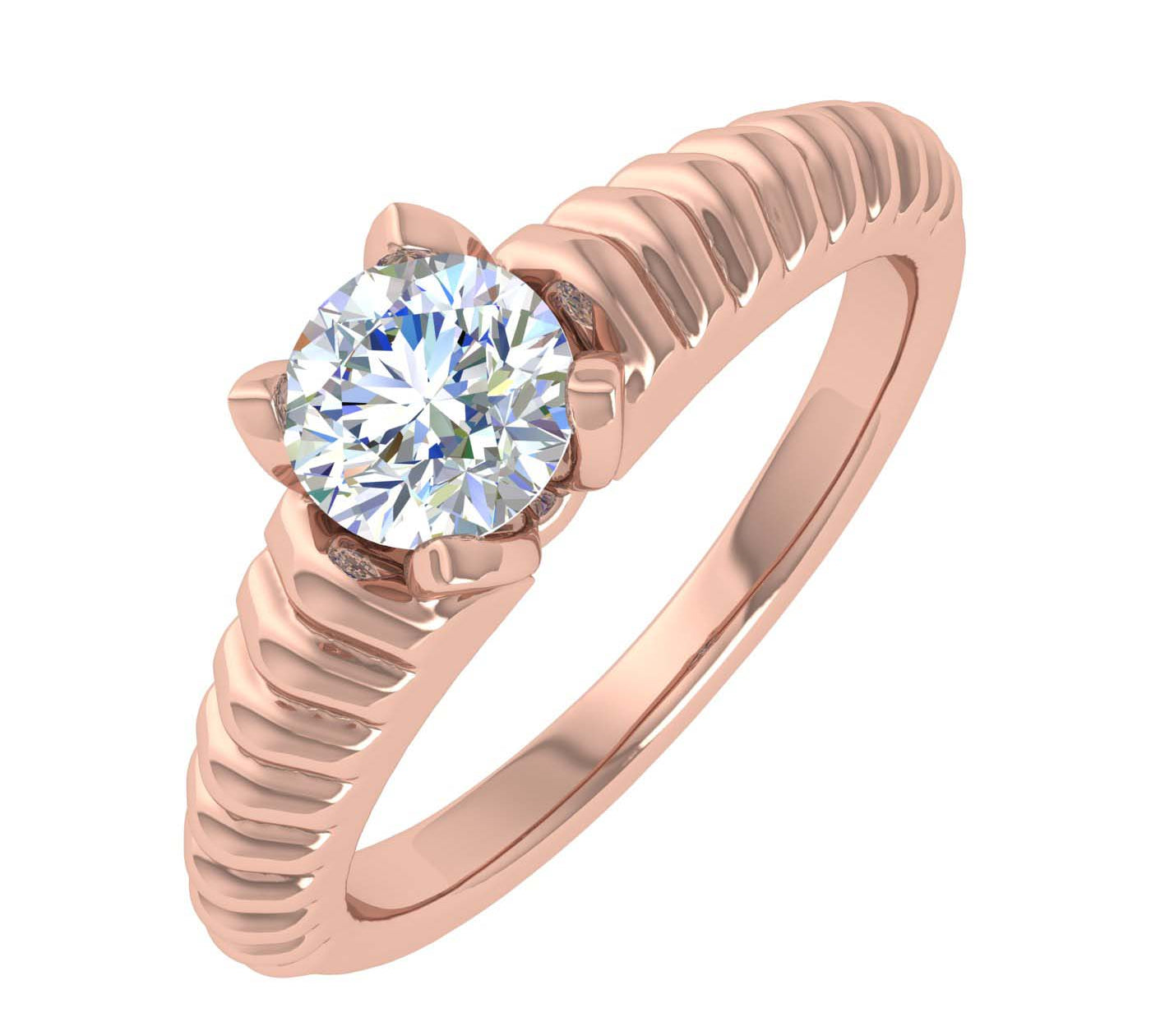 1/2 Carat 4-Prong Set Diamond Solitaire Engagement Ring in Gold - IGI Certified
