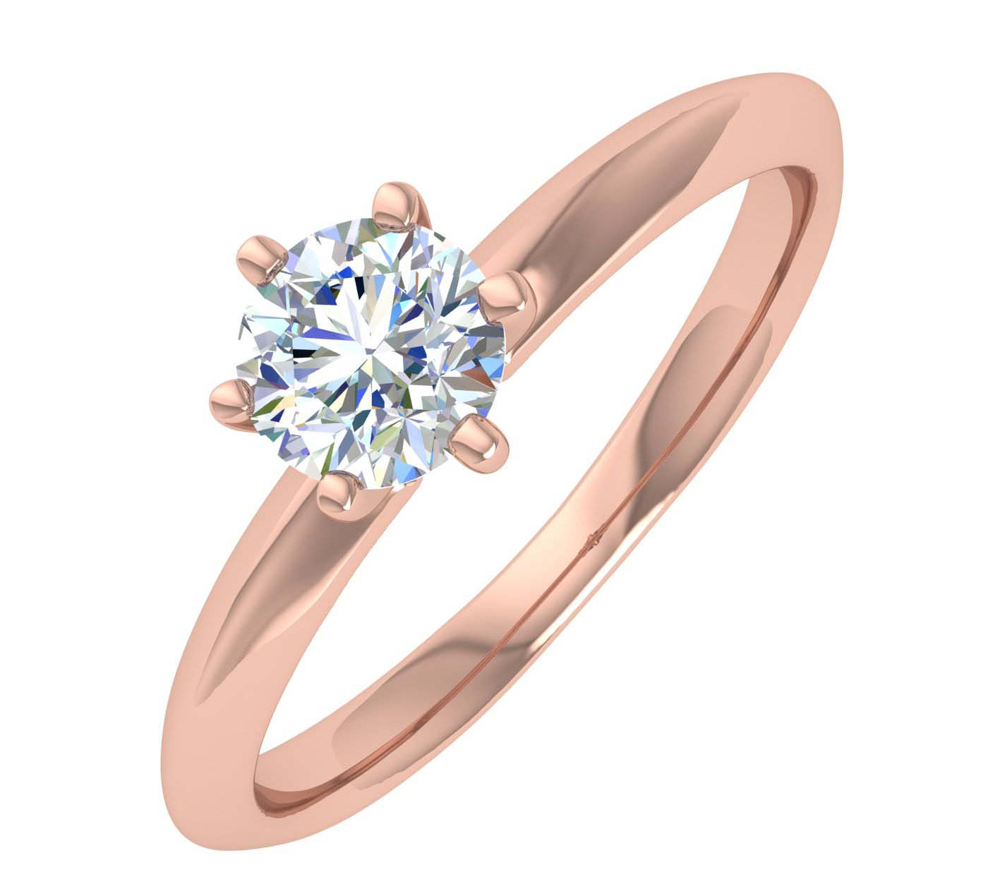 1/2 Carat 6-Prong Set Diamond Solitaire Engagement Ring in Gold - IGI Certified