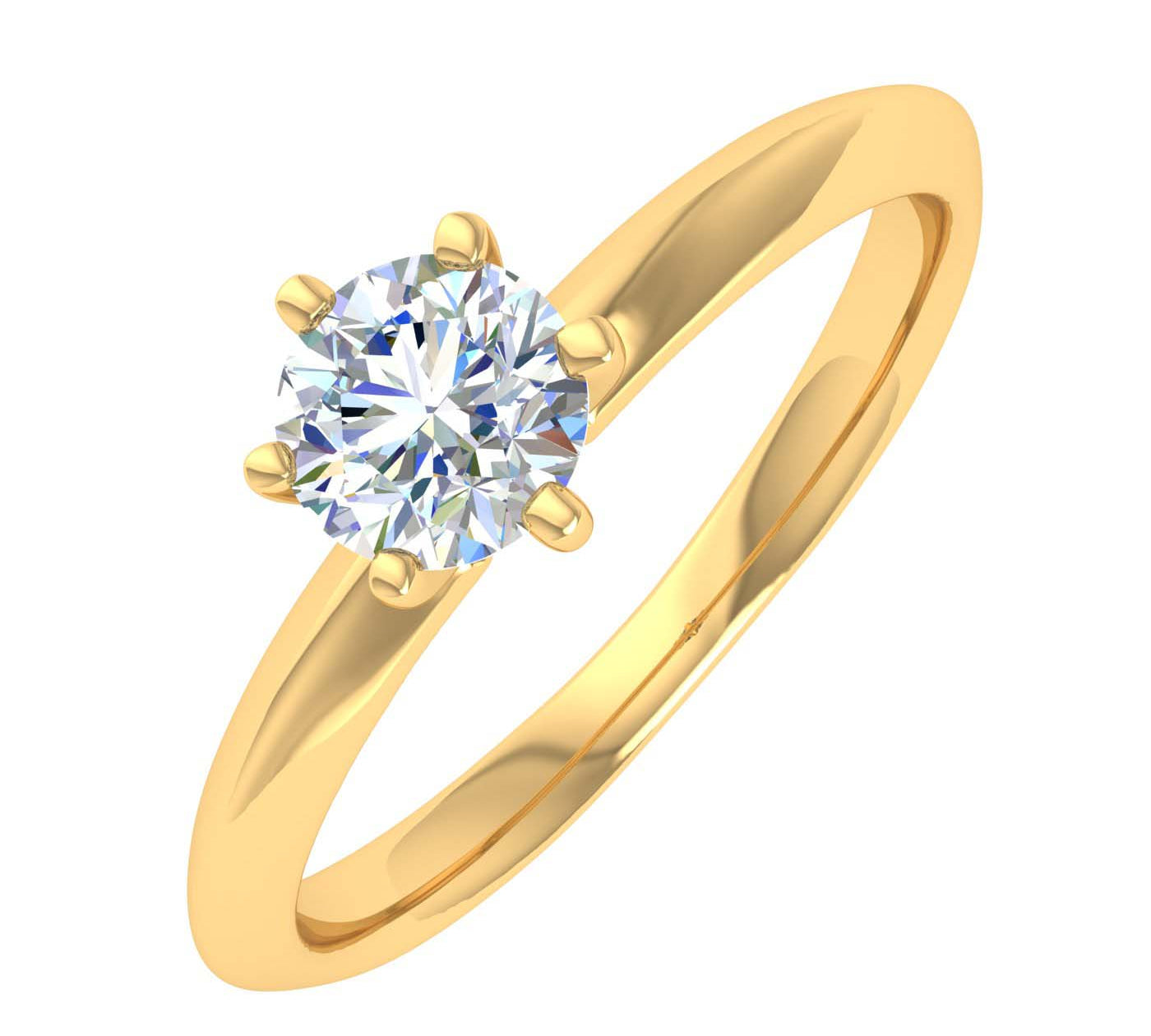 1/2 Carat 6-Prong Set Diamond Solitaire Engagement Ring in Gold - IGI Certified