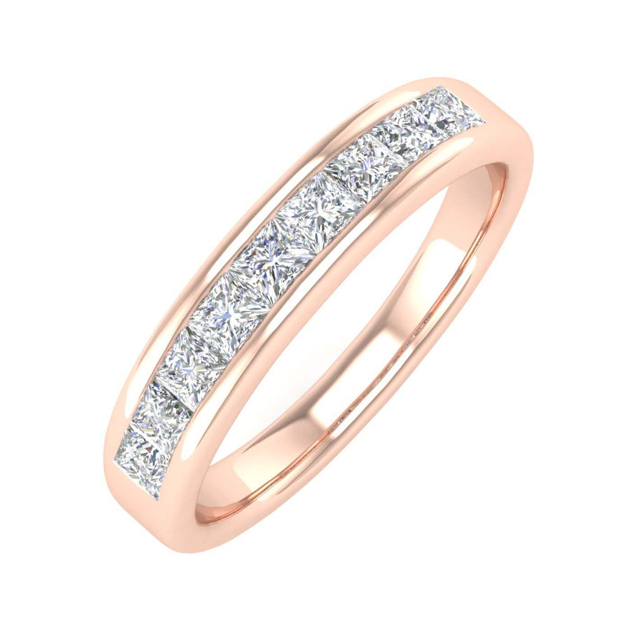 1/2 Carat Channel Set Princess Cut Diamond Wedding Band Ring in Gold