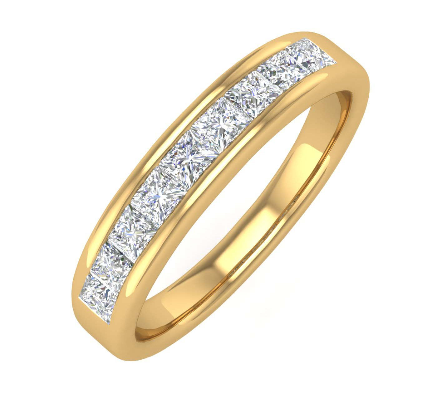 1/2 Carat Channel Set Princess Cut Diamond Wedding Band Ring in Gold