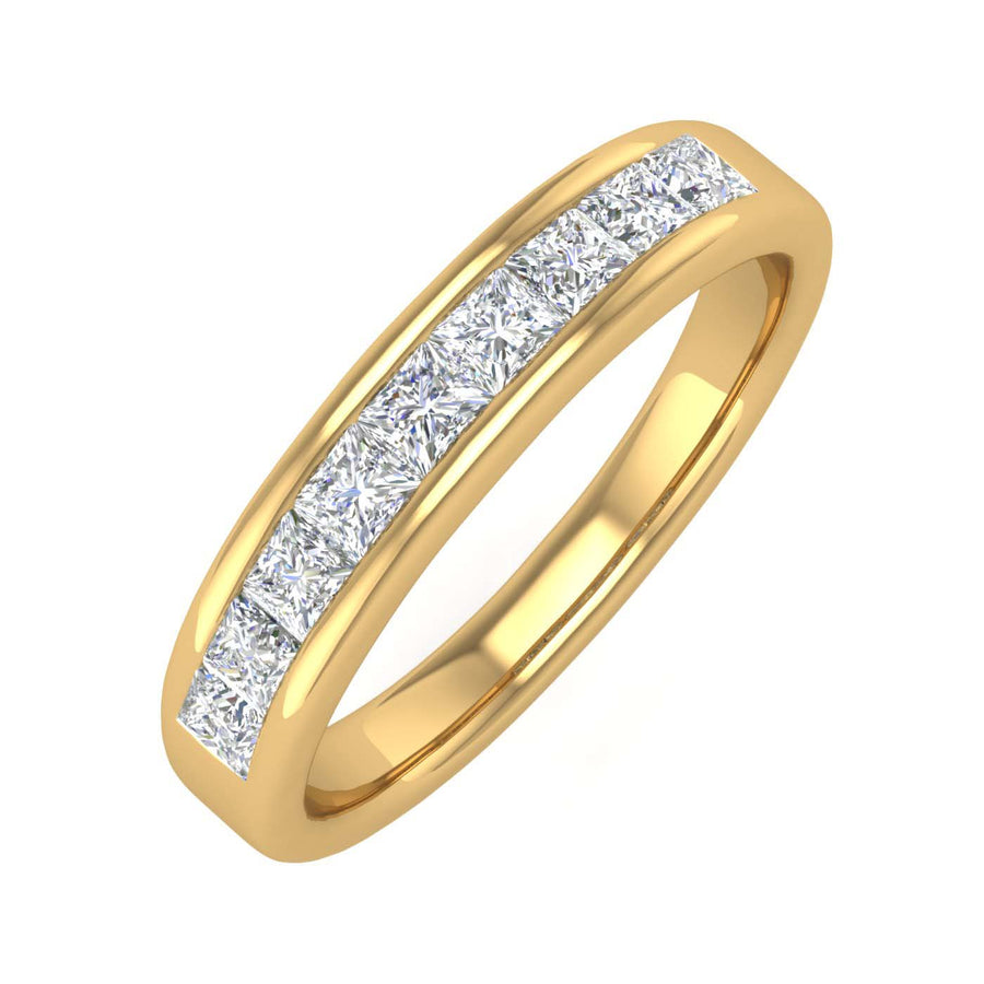 1/2 Carat Channel Set Princess Cut Diamond Wedding Band Ring in Gold