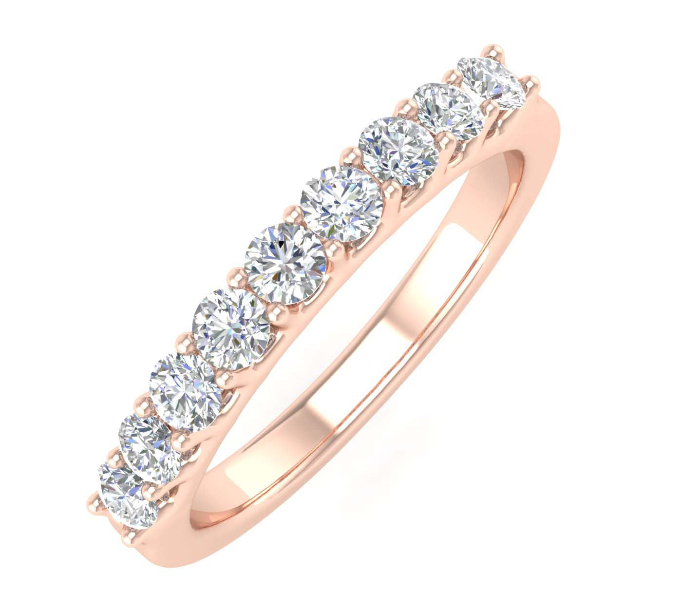 1/2 Carat Round Diamond Wedding Band Ring in Gold - IGI Certified
