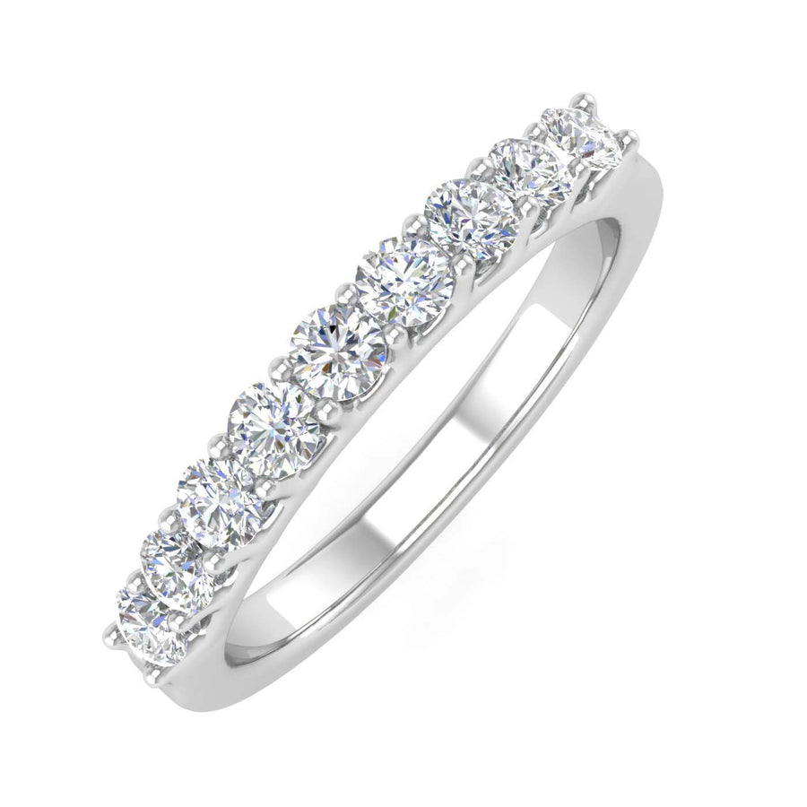 1/2 Carat Round Diamond Wedding Band Ring in Gold - IGI Certified