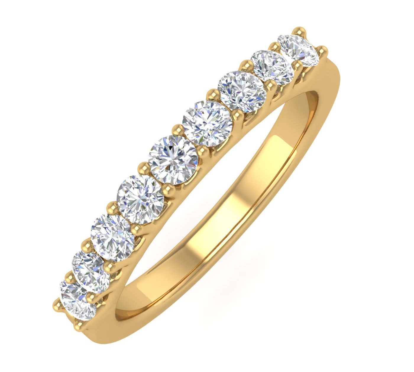 1/2 Carat Round Diamond Wedding Band Ring in Gold - IGI Certified