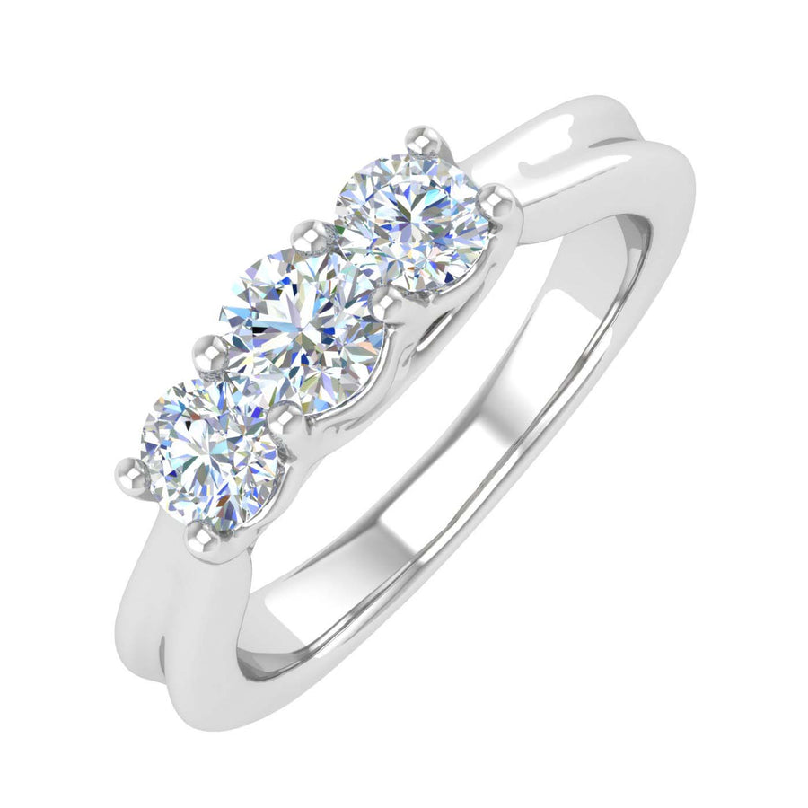 Gold 3-Stone Diamond Engagement Ring Band (0.76 Carat) - IGI Certified