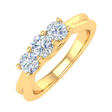 Gold 3-Stone Diamond Engagement Ring Band (0.76 Carat) - IGI Certified