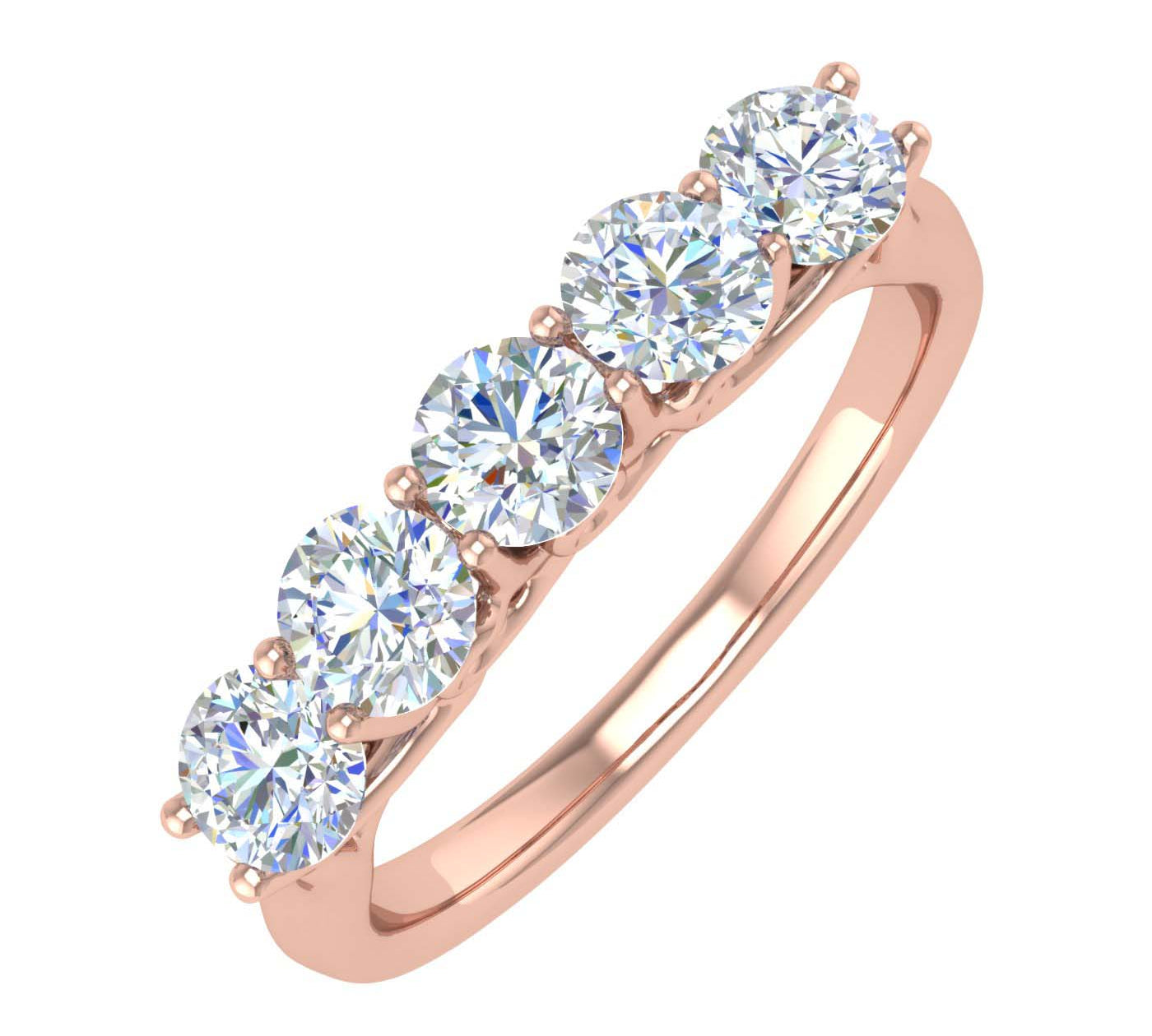 1 Carat (ctw) 5-Stone Diamond Wedding Band Ring in Gold - IGI Certified