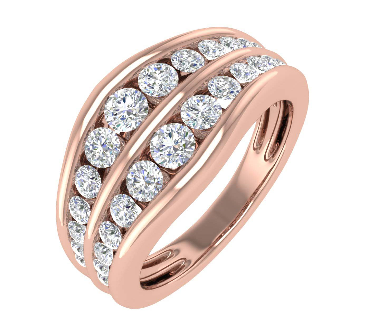 Channel Set Diamond Wedding Band Ring in Gold (1 Carat) - IGI Certified