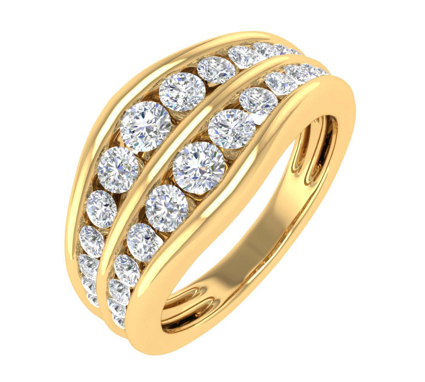 Channel Set Diamond Wedding Band Ring in Gold (1 Carat) - IGI Certified