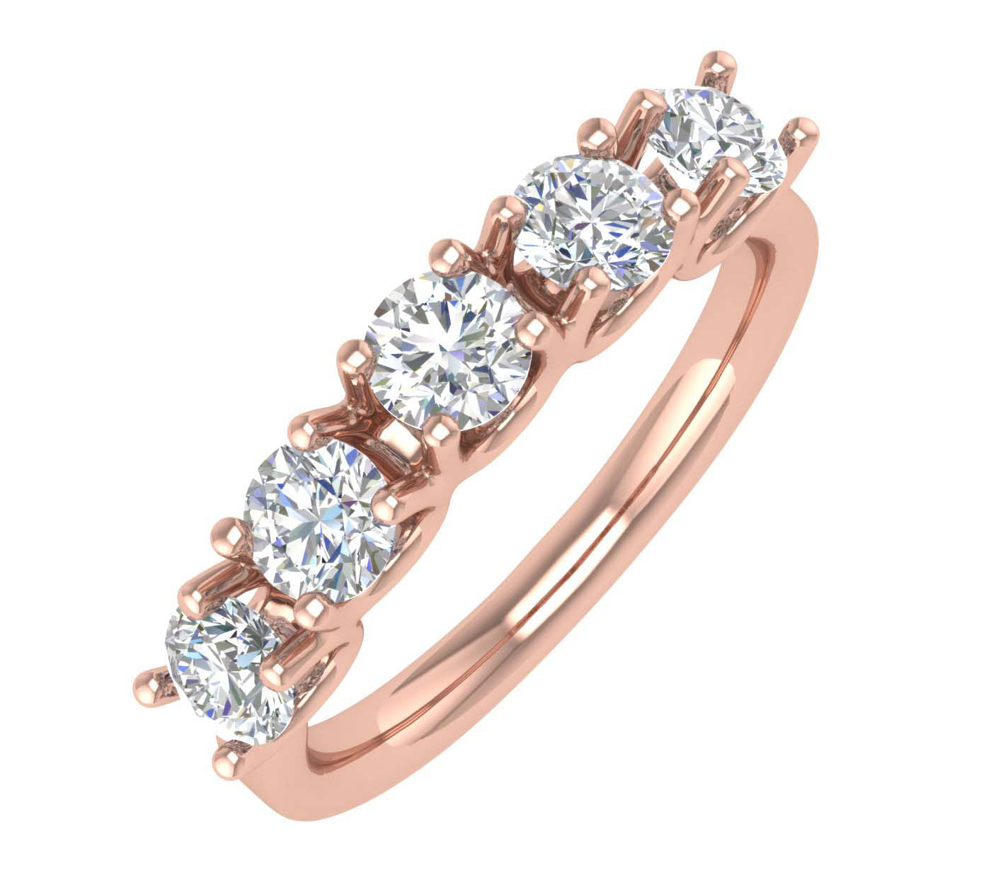 1 Carat (ctw) 5-Stone Diamond Wedding Band Ring in Gold - IGI Certified