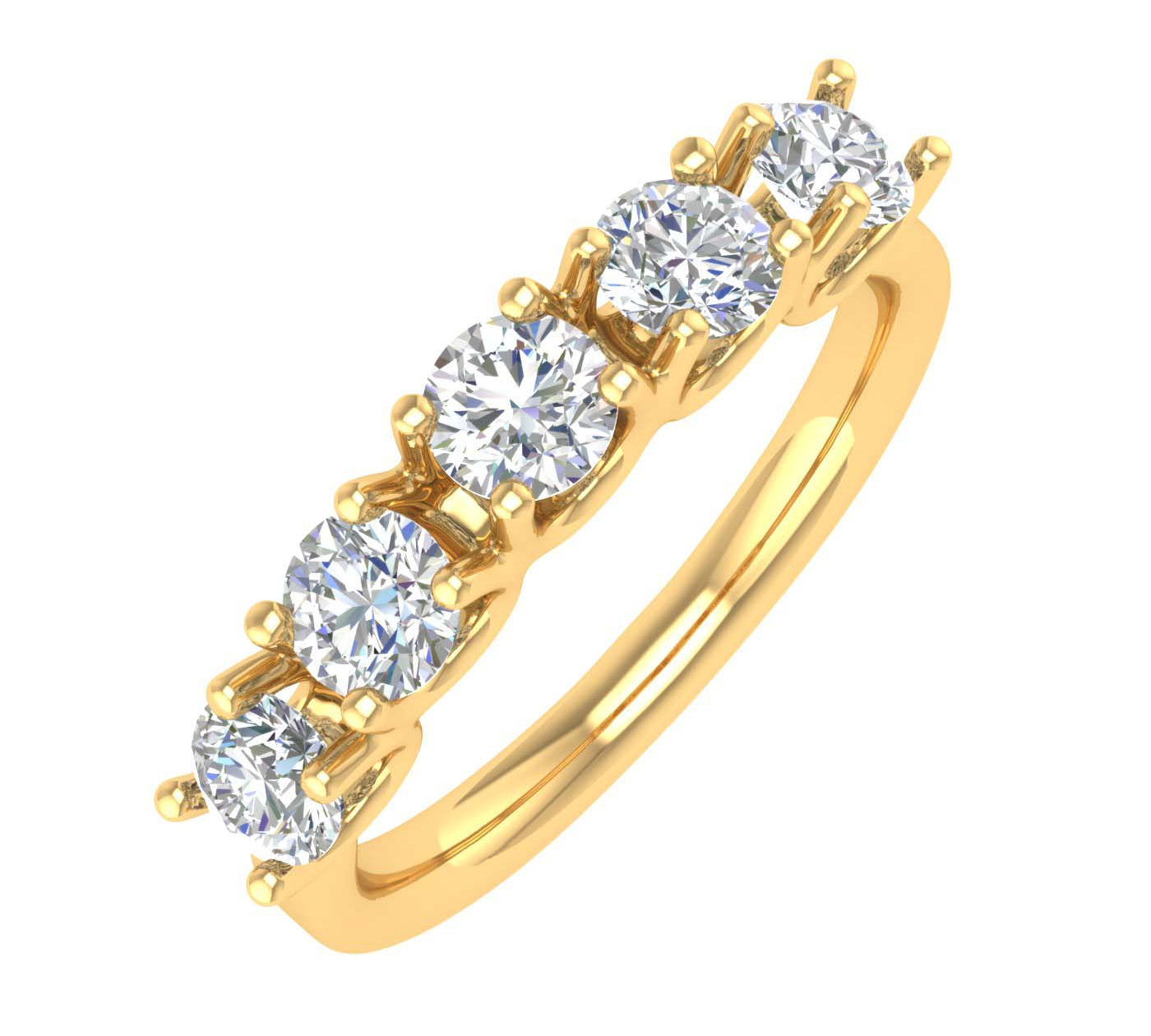 1 Carat (ctw) 5-Stone Diamond Wedding Band Ring in Gold - IGI Certified