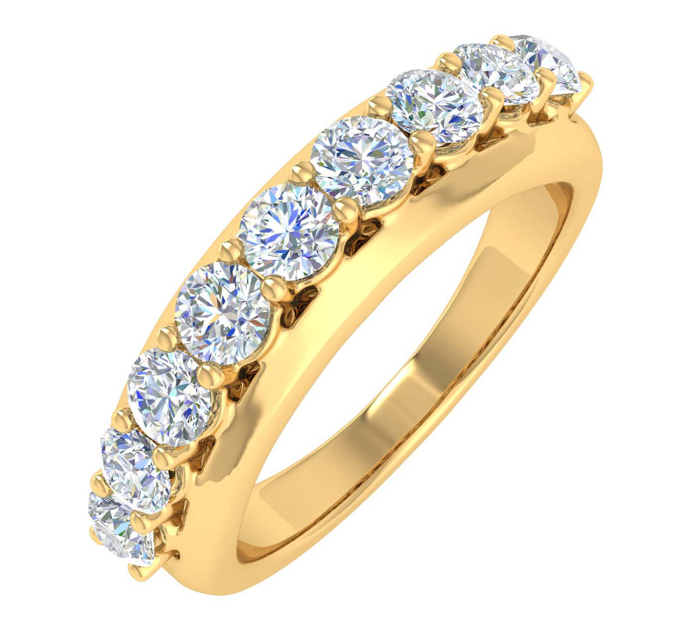 1 Carat Diamond Wedding Band Ring in Gold - IGI Certified