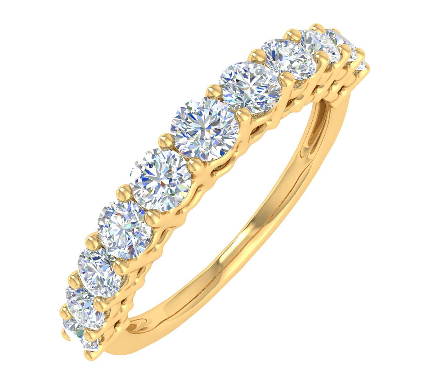 1 Carat Diamond Wedding Band Ring in Gold - IGI Certified