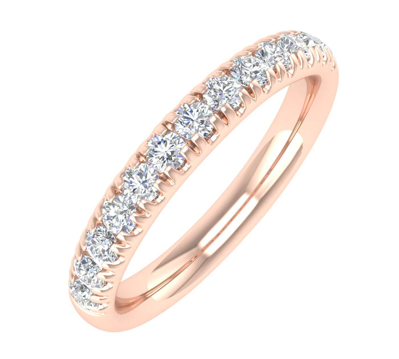 1/2 Carat Round Diamond Wedding Band Ring in Gold - IGI Certified