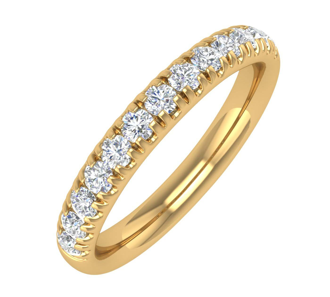 1/2 Carat Round Diamond Wedding Band Ring in Gold - IGI Certified