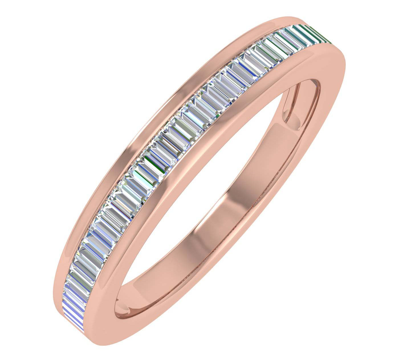 1/2 Carat Channel Set Baguette Shape Diamond Wedding Band Ring in Gold - IGI Certified