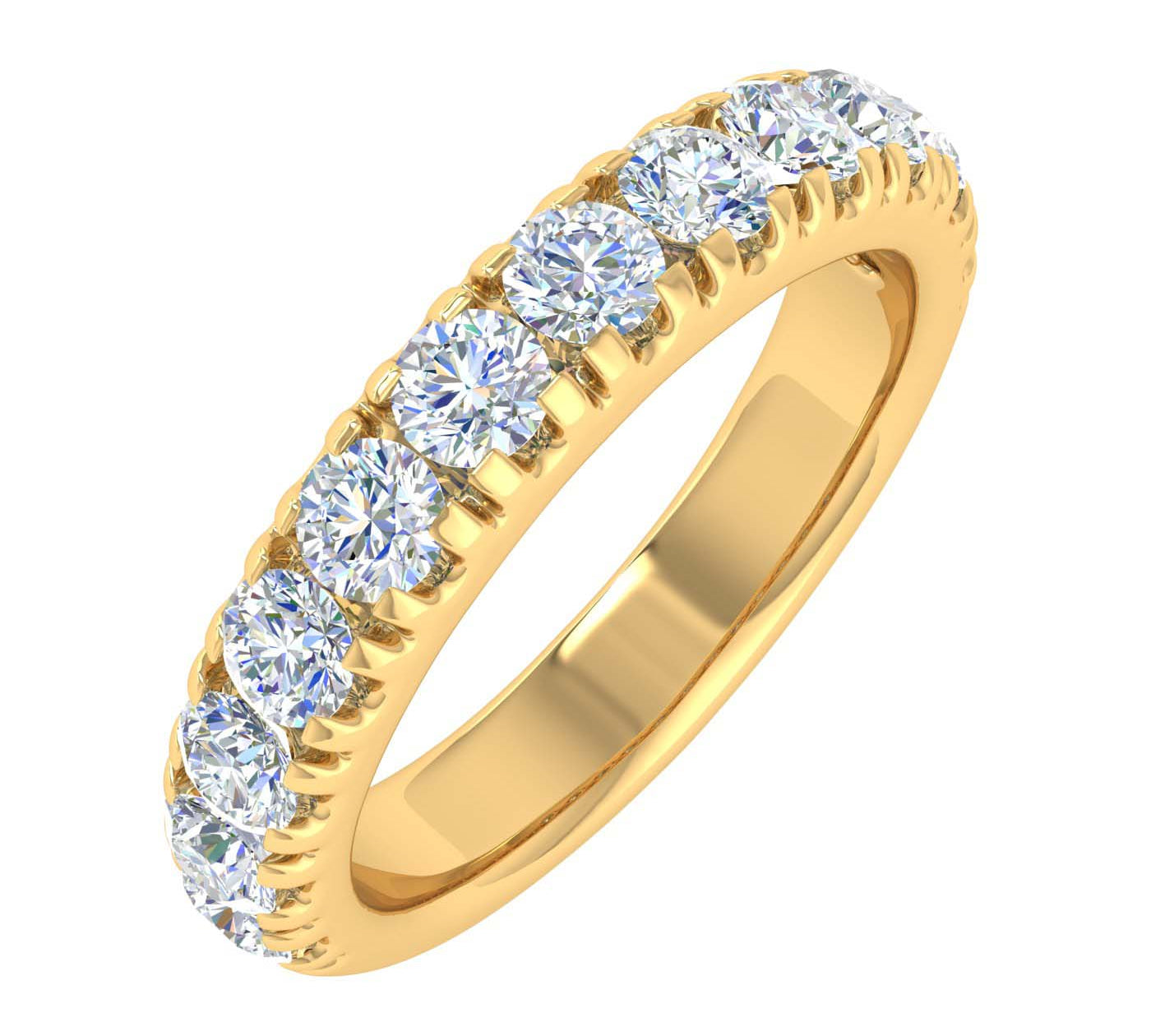 1 Carat Diamond Wedding Band Ring in Gold - IGI Certified
