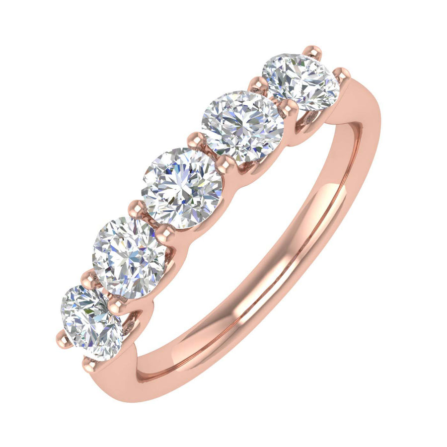 1 Carat (ctw) 5-Stone Diamond Wedding Band Ring in Gold - IGI Certified