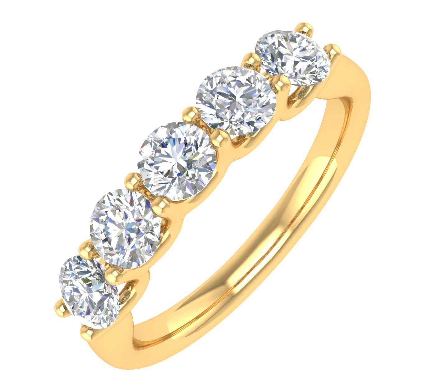 1 Carat (ctw) 5-Stone Diamond Wedding Band Ring in Gold - IGI Certified