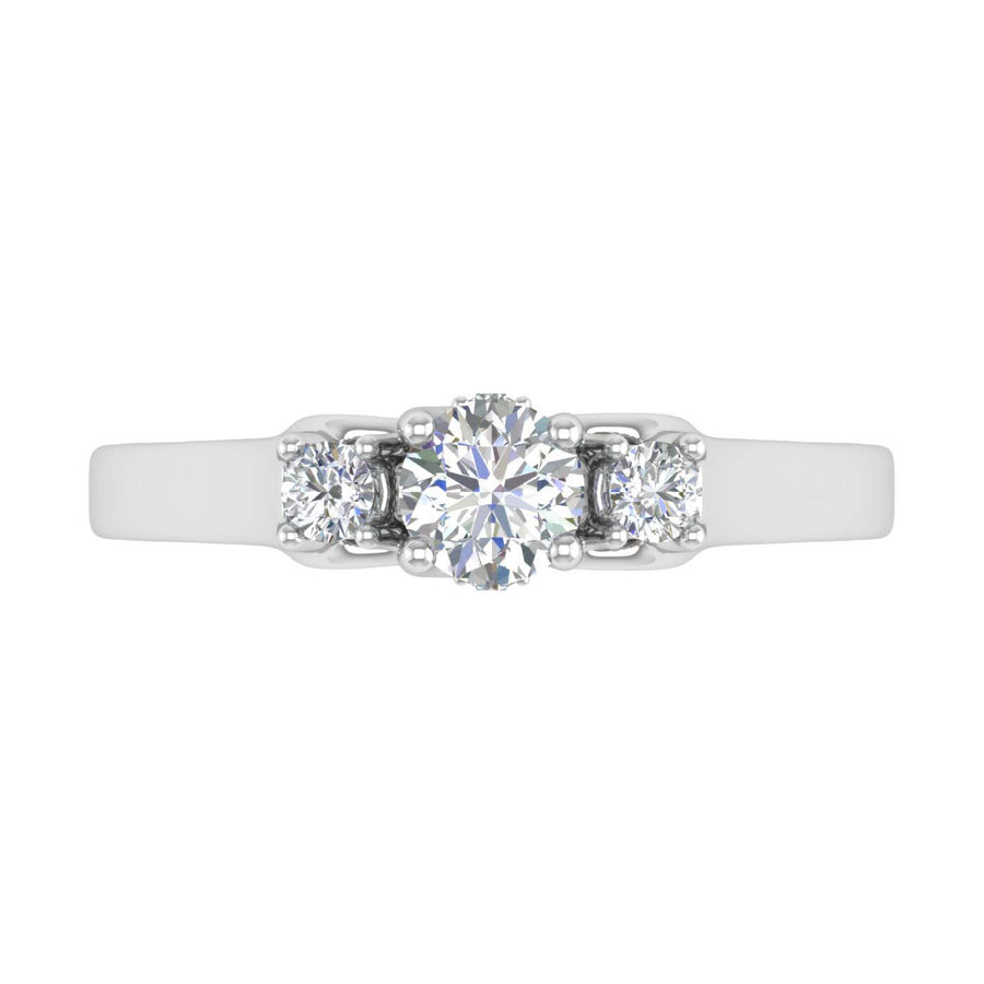 1/2 Carat 3-Stone Diamond Engagement Ring in Gold - IGI Certified