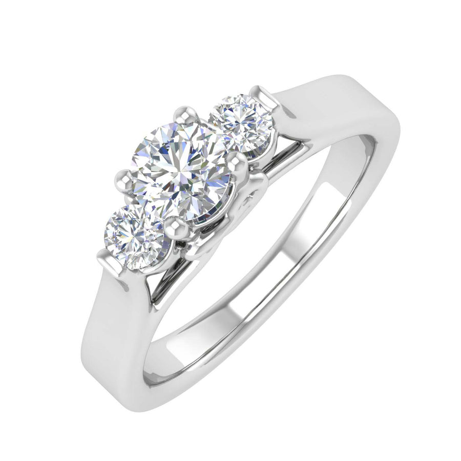 1/2 Carat 3-Stone Diamond Engagement Ring in Gold