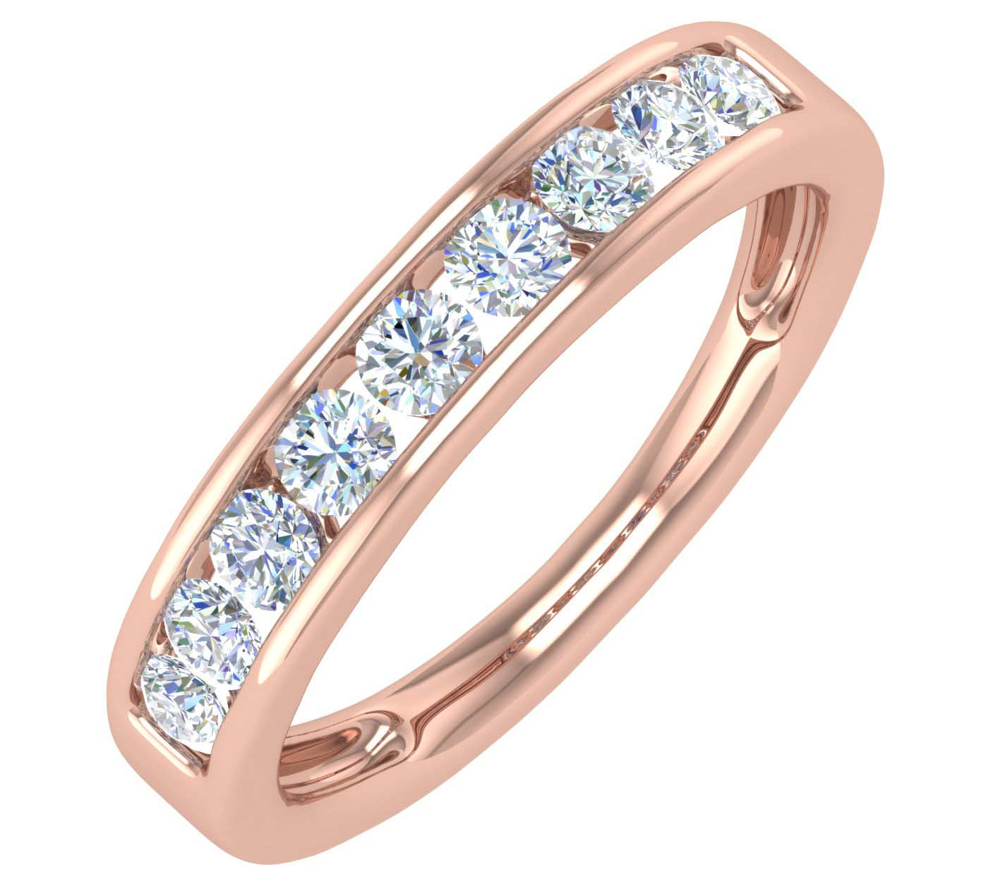 1/2 Carat Channel Set Diamond Wedding Band Ring in Gold - IGI Certified
