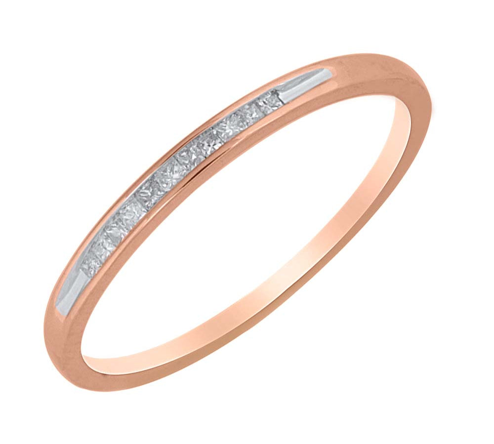 1/10 Carat Channel Set Diamond Wedding Anniversary Ring in Gold - IGI Certified