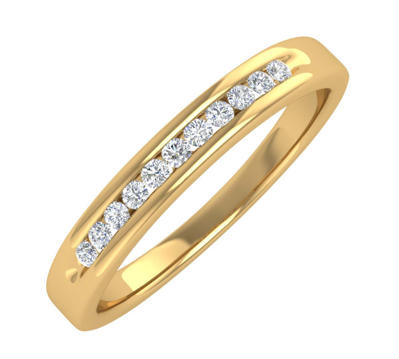 1/10 Carat Channel Set Diamond Wedding Anniversary Ring in Gold - IGI Certified