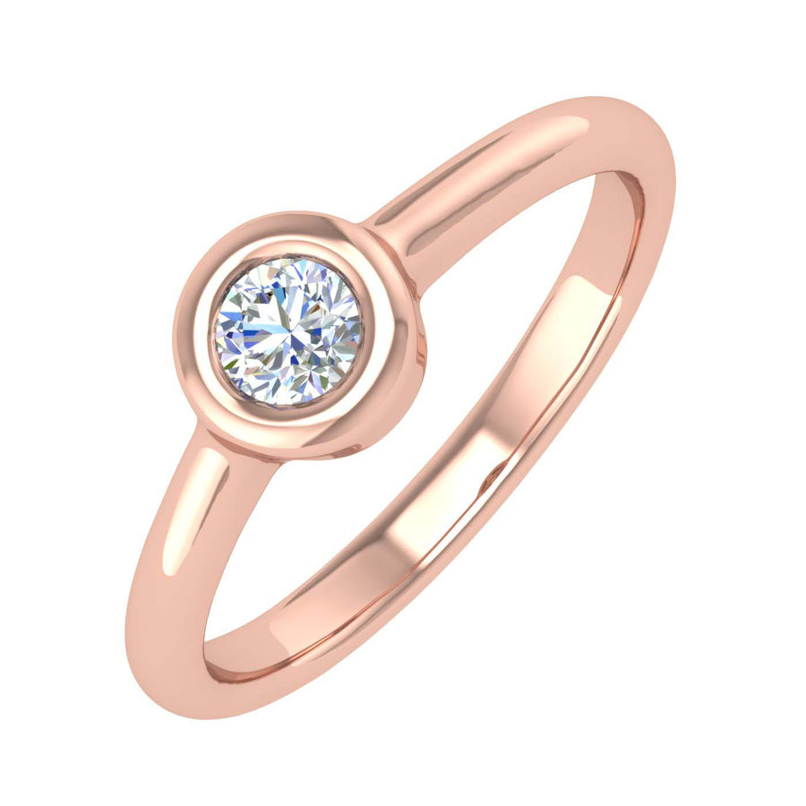 1/5 Carat Bezel Set Solitaire Diamond Engagement Ring Band in Gold - IGI Certified
