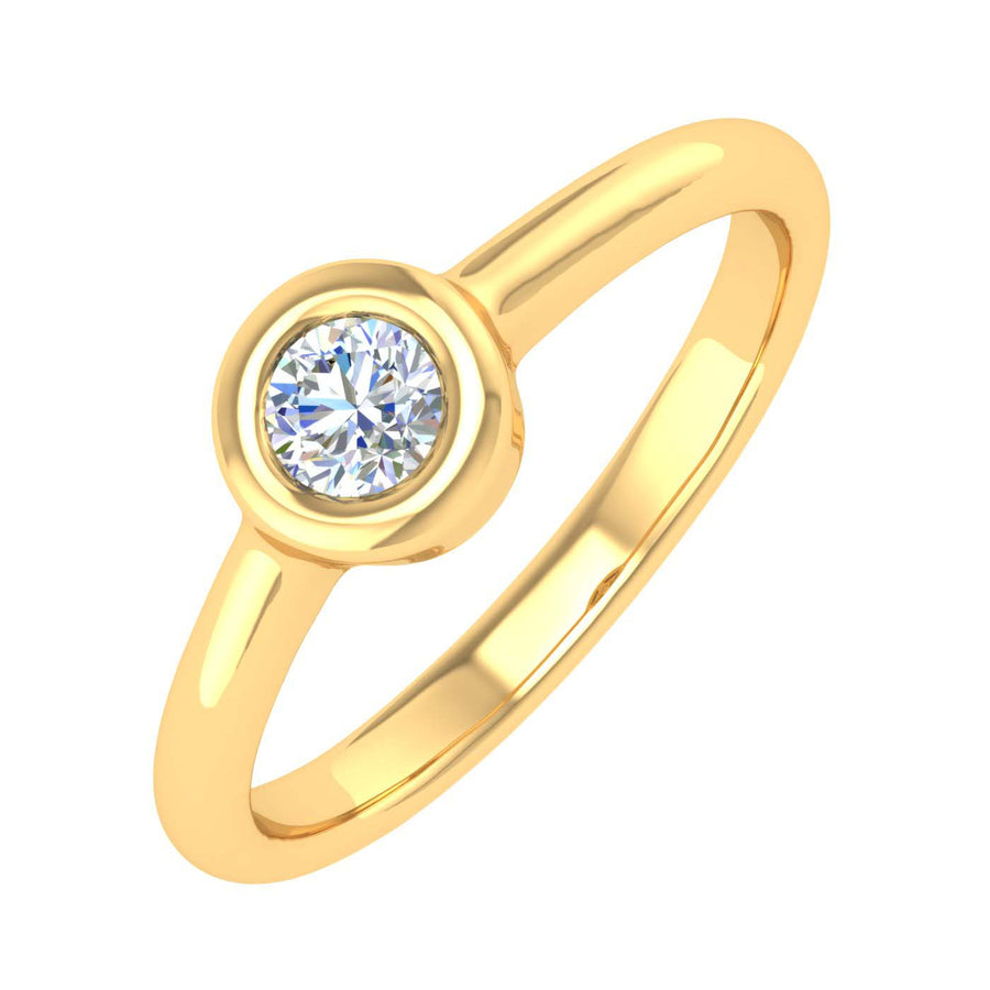 1/5 Carat Bezel Set Solitaire Diamond Engagement Ring Band in Gold